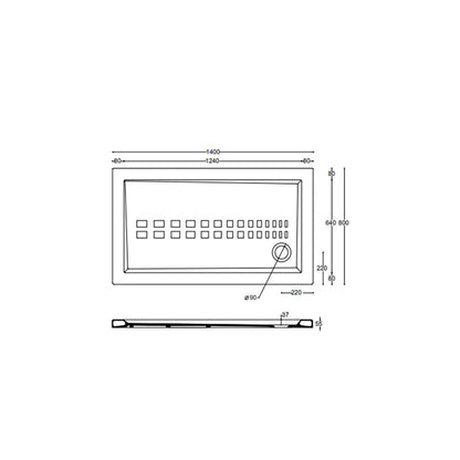 Piatto doccia rettangolare Althea Ito cm 80x140 ceramica bianca foro diametro cm 8,5 spessore cm 5,5 by CeramicStore | Lo specialista del tuo bagno