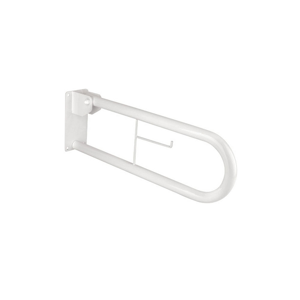 Barra di sostegno ribaltabile 70 cm acetalico bianco con portarotolo senza supporto by CeramicStore | Lo specialista del tuo bagno