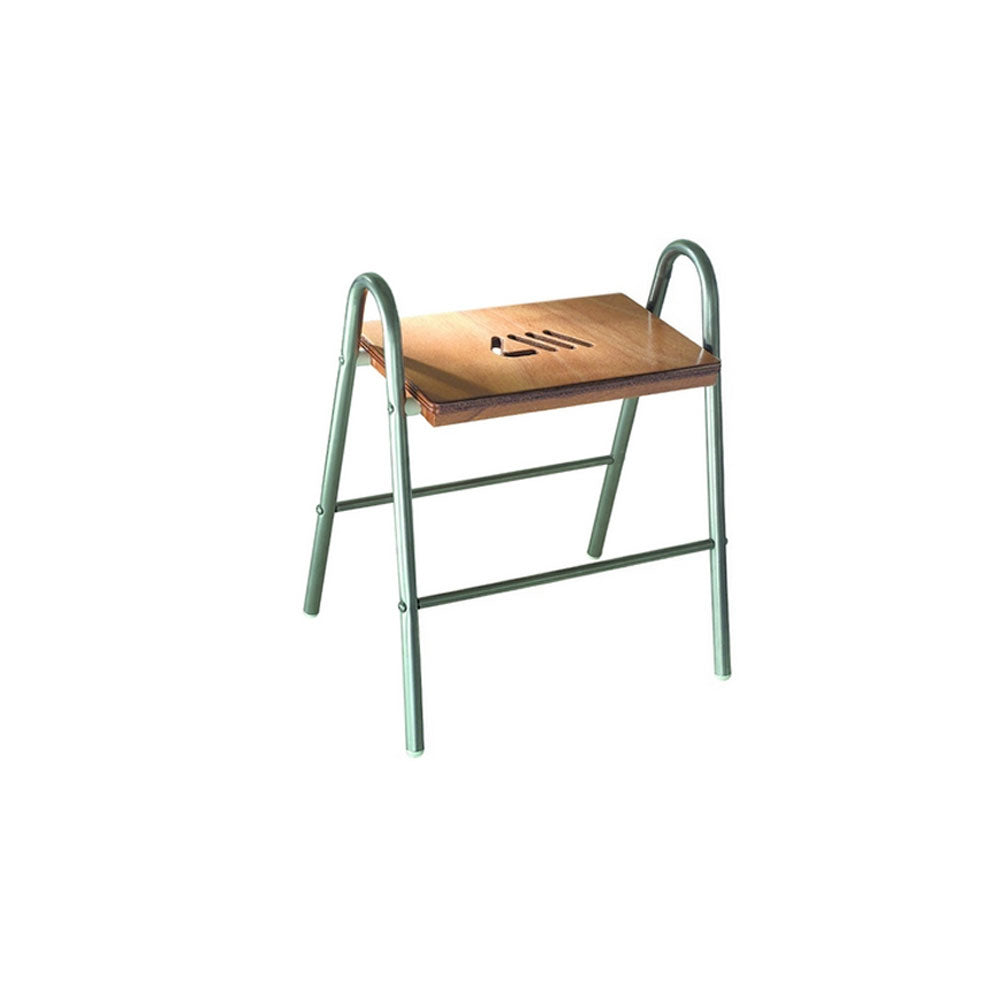 Sgabello da bagno in legno e struttura in acciaio cromato portata 120 kg