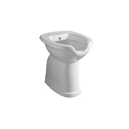 Vaso bidet aperto con erogatore e scarico a pavimento adatto per disabili e anziani