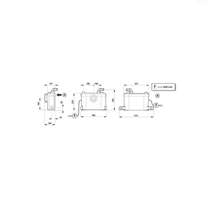 Cassetta trituratrice Sanislim per evacuare acque di scarico di wc, doccia, lavabo e bidet by CeramicStore | Lo specialista del tuo bagno