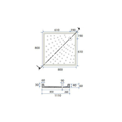 Piatto doccia quadro ceramica bianca 80x80 con altezza 6 cm by CeramicStore | Lo specialista del tuo bagno