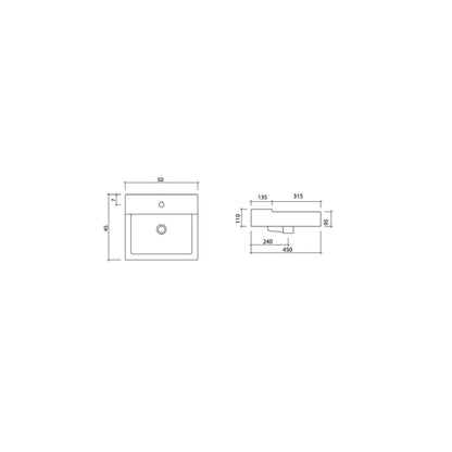 Lavabo ceramica bianca Althea Stick 45x50 installazione sospesa o da appoggio by CeramicStore | Lo specialista del tuo bagno