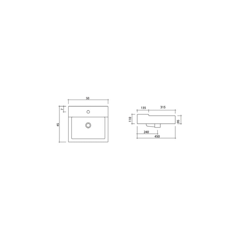Lavabo ceramica bianca Althea Stick 45x50 installazione sospesa o da appoggio by CeramicStore | Lo specialista del tuo bagno