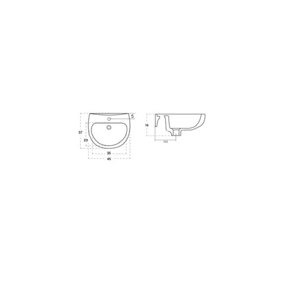 Lavabo a parete ceramica bianca 37x45 con foro monocomando by CeramicStore | Lo specialista del tuo bagno