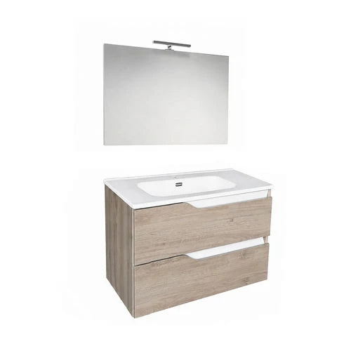 Mobile bagno sospeso mod. praga l. 80 cm rovere grigio bianco lucido