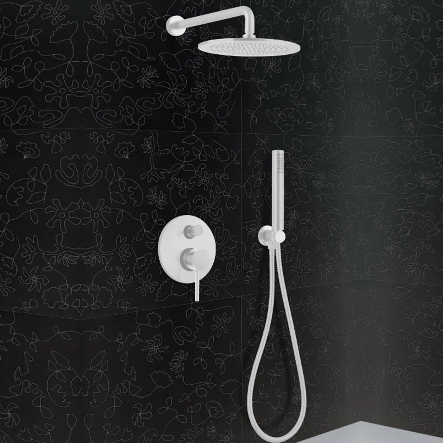 Kit doccia + soffione cilindrico in ottone bianco opaco serie minimal Keller Taps by CeramicStore | Lo specialista del tuo bagno