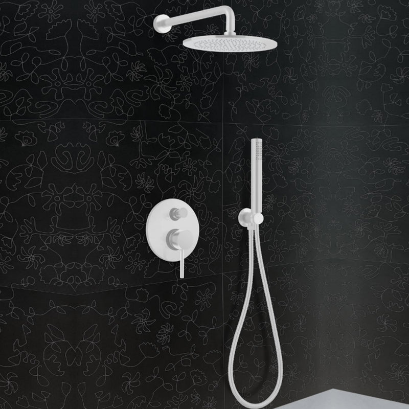 Kit doccia + soffione cilindrico in ottone bianco opaco serie minimal Keller Taps by CeramicStore | Lo specialista del tuo bagno