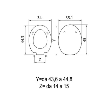 Sedile wc in termoindurente per casa Ceramica Hatria-Spea vaso Modello Erika con cerniere regolabili