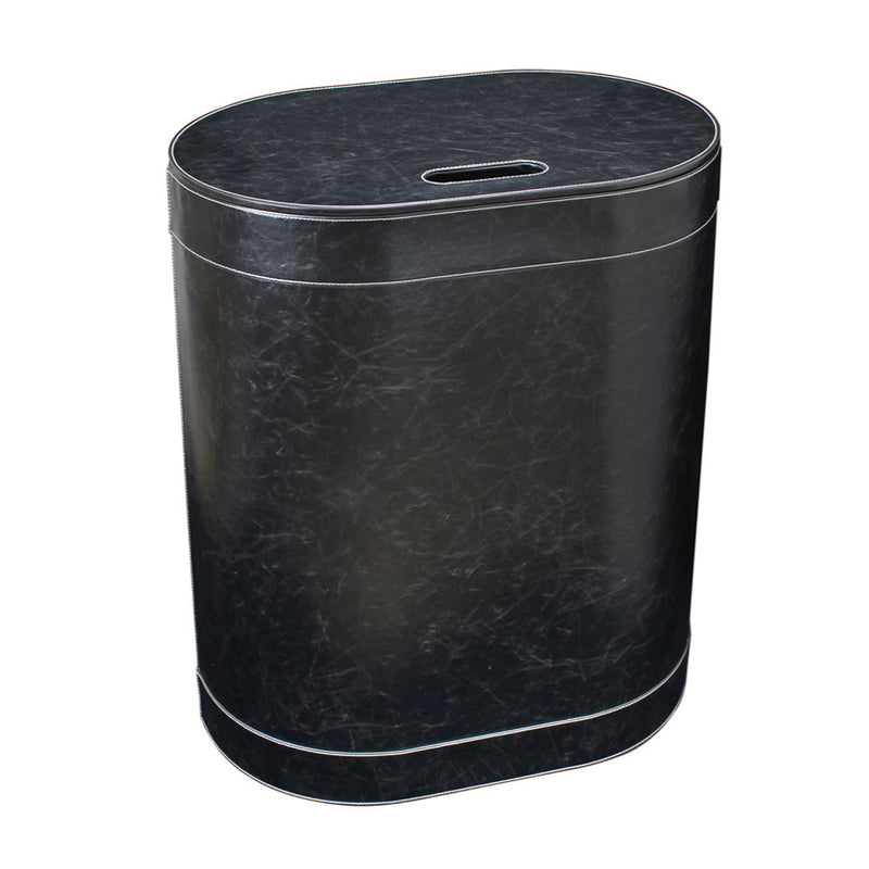 Porta Biancheria stile Vintage 'Koh-i-Noor' in ecopelle con sacca interna - cm 48x30x61h - Nero by CeramicStore | Lo specialista del tuo bagno
