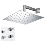 Kit doccia completo con soffione a pioggia e cascata in acciaio inox cromato Keller Taps by CeramicStore | Lo specialista del tuo bagno
