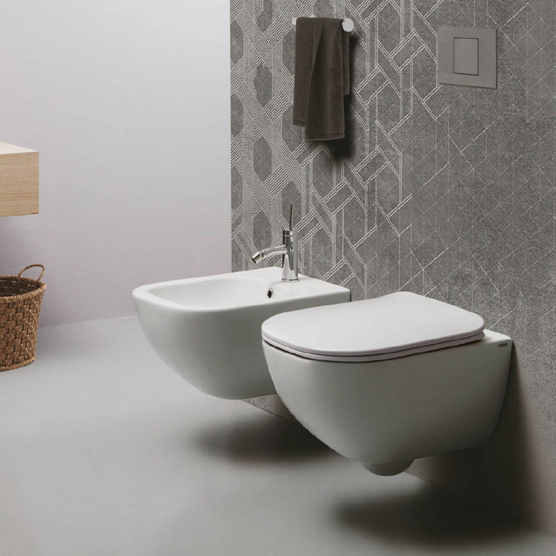 Wc sospeso serie Forever 50 in ceramica bianca lucida con coprivaso chiusura tradizionale - Disegno Ceramica