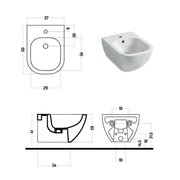 Santari sospesi serie Forever 50 in ceramica bianca con coprivaso chiusura softclose - Disegno Ceramica