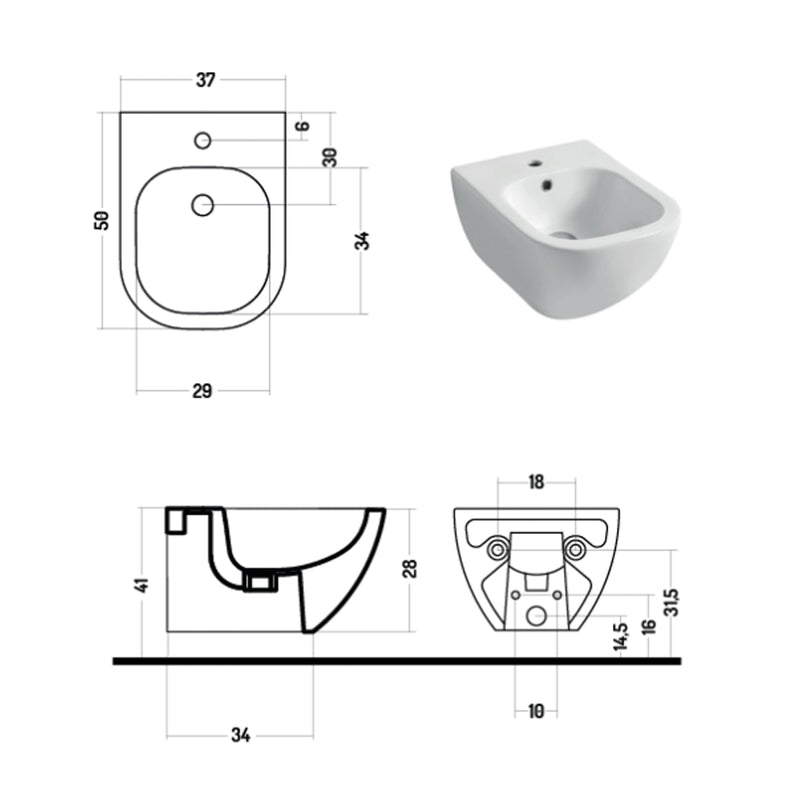 Santari sospesi serie Forever 50 in ceramica bianca con coprivaso chiusura softclose - Disegno Ceramica
