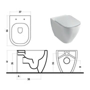 Wc filomuro con scarico traslato serie Forever 55 in ceramica con coprivaso chiusura tradizionale - Disegno Ceramica