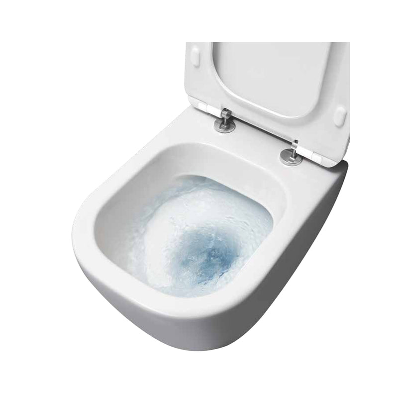 Wc filomuro con scarico traslato serie Forever 55 in ceramica con coprivaso chiusura softclose - Disegno Ceramica