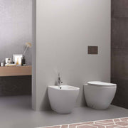 Wc filomuro con scarico traslato serie Forever 55 in ceramica con coprivaso chiusura softclose - Disegno Ceramica
