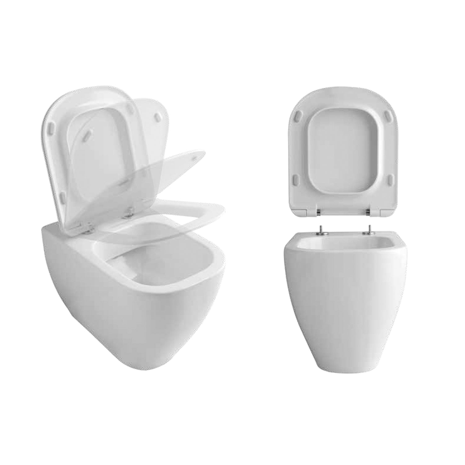 Santari filomuro serie Forever 55 in ceramica bianca con coprivaso chiusura softclose- Disegno Ceramica