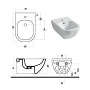 Bidet sospeso serie Forever 55 in ceramica bianca lucida - Disegno Ceramica