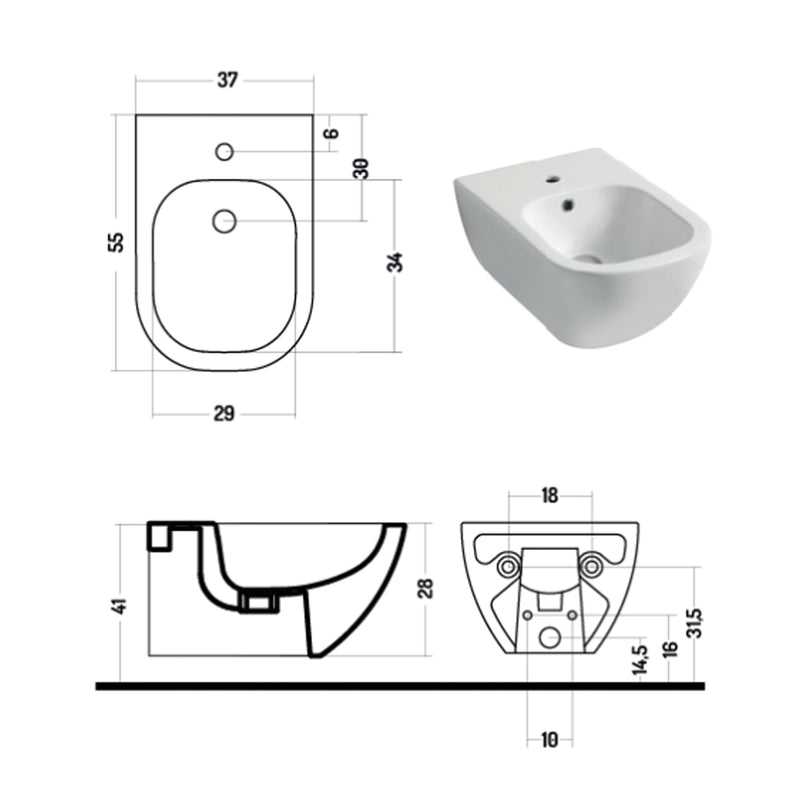 Santari sospesi serie Forever 55 in ceramica bianca con coprivaso chiusura softclose - Disegno Ceramica