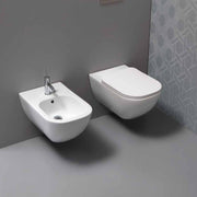 Santari sospesi serie Forever 55 in ceramica bianca con coprivaso chiusura tradizionale - Disegno Ceramica