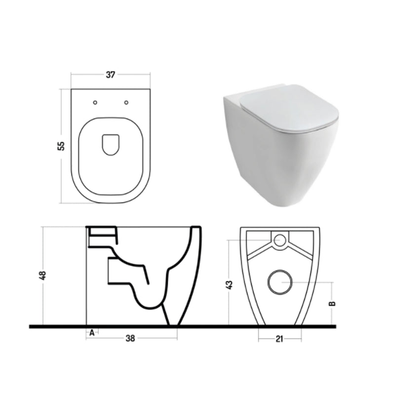 Santari filomuro serie Forever h48 Terza Età in ceramica bianca con coprivaso chiusura softclose- Disegno Ceramica