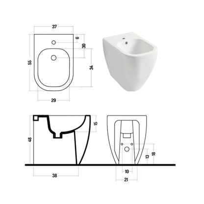 Santari filomuro serie Forever h48 Terza Età in ceramica bianca con coprivaso chiusura tradizionale- Disegno Ceramica