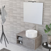 Composizione bagno sospesa Nyumba a 1 cassetto e vano a giorno con lavabo, specchio e lampada LED e pensile 80x40 cm grigio caldo by CeramicStore | Lo specialista del tuo bagno
