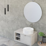 Composizione bagno sospesa Nyumba a 1 cassetto e vano a giorno con lavabo, specchio e lampada LED 80x40 cm grigio cielo by CeramicStore | Lo specialista del tuo bagno