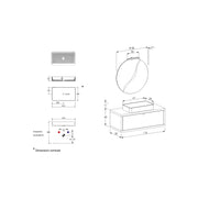 Composizione bagno sospesa Nyumba a 1 cassetto con lavabo, specchio e lampada LED 110x40 cm grigio caldo by CeramicStore | Lo specialista del tuo bagno