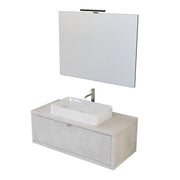 Composizione bagno sospesa Nyumba a 1 cassetto con lavabo, specchio e lampada LED 110x40 cm grigio cielo by CeramicStore | Lo specialista del tuo bagno