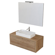 Composizione bagno sospesa Nyumba a 1 cassetto con lavabo, specchio e lampada LED 110x40 cm legno rovere by CeramicStore | Lo specialista del tuo bagno
