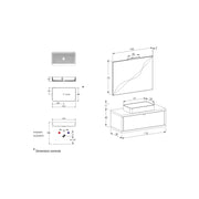 Composizione bagno sospesa Nyumba a 1 cassetto con lavabo, specchio e lampada LED 110x40 cm legno rovere by CeramicStore | Lo specialista del tuo bagno