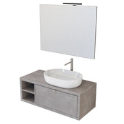 Composizione bagno sospesa Nyumba a 1 cassetto e vano a giorno con lavabo, specchio e lampada LED 110x40 cm grigio caldo by CeramicStore | Lo specialista del tuo bagno