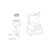Composizione bagno sospesa Nyumba a 1 cassetto e vano a giorno con lavabo, specchio e lampada LED 110x40 cm grigio caldo by CeramicStore | Lo specialista del tuo bagno