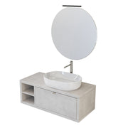 Composizione bagno sospesa Nyumba a 1 cassetto e vano a giorno con lavabo, specchio e lampada LED 110x40 cm grigio cielo by CeramicStore | Lo specialista del tuo bagno