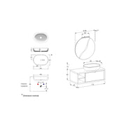 Composizione bagno sospesa Nyumba a 1 cassetto e vano a giorno con lavabo, specchio e lampada LED 110x40 cm grigio cielo by CeramicStore | Lo specialista del tuo bagno
