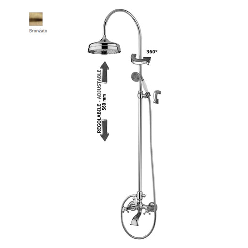 Colonna doccia regolabile Belinda con gruppo vasca/doccia Paffoni - Bronzato by CeramicStore | Lo specialista del tuo bagno