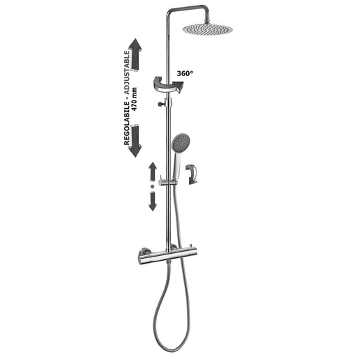Colonna doccia regolabile con miscelatore termostatico Paffoni - Cromato by CeramicStore | Lo specialista del tuo bagno