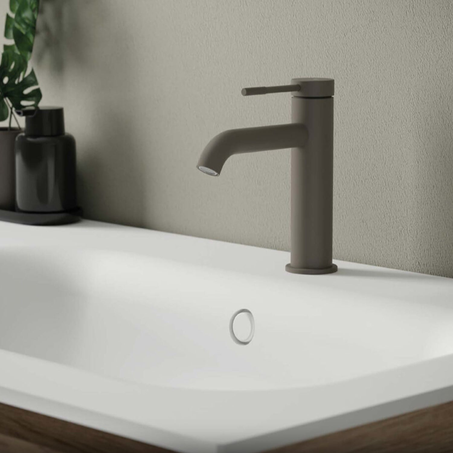 Miscelatore lavabo monocomando RubiFlux York Mud con piletta di scarico click-clack - Grigio Fango by CeramicStore | Lo specialista del tuo bagno