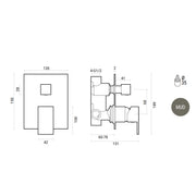 Miscelatore ad incasso quadro per doccia con deviatore 2 vie RubiFlux Square Mud - Grigio Fango by CeramicStore | Lo specialista del tuo bagno