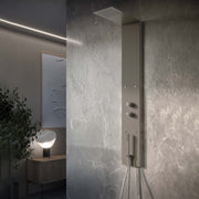 Pannello doccia multifunzionale DocciaGo Paris 145x49 cm acciaio spazzolato - Grigio Fango by CeramicStore | Lo specialista del tuo bagno