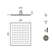 Soffione doccia quadrato 25x25 con getti anticalcare in silicone RubiFlux - Grigio Fango by CeramicStore | Lo specialista del tuo bagno