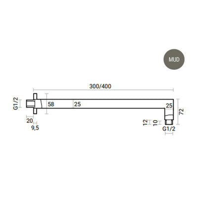 Braccio doccia rotondo 31 cm DocciaGo - Grigio Fango by CeramicStore | Lo specialista del tuo bagno