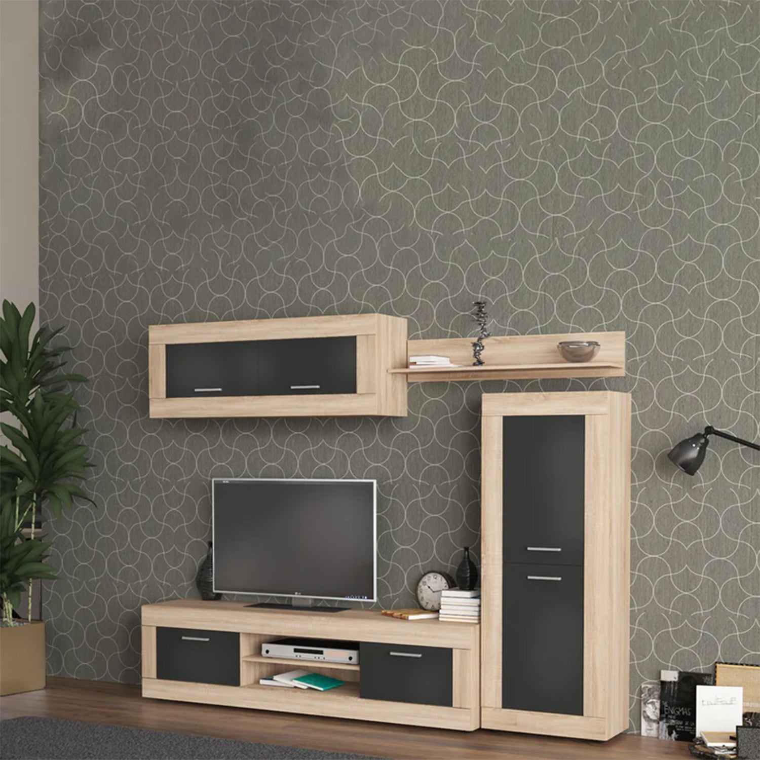 Kit parete living modello Amber - Quercia naturale e antracite by CeramicStore | Lo specialista del tuo bagno