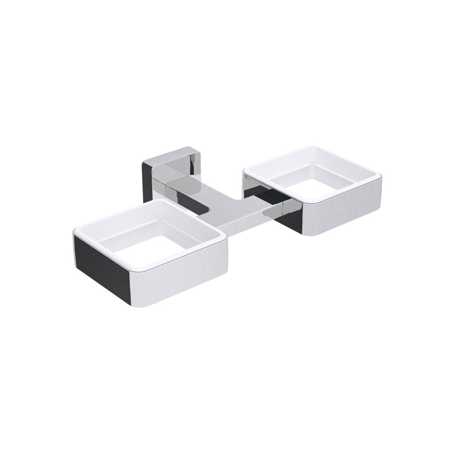 Ghiera porta accessori doppia da fissare a parete in ottone collezione Dado di Lineabeta - metallo satinato by CeramicStore | Lo specialista del tuo bagno