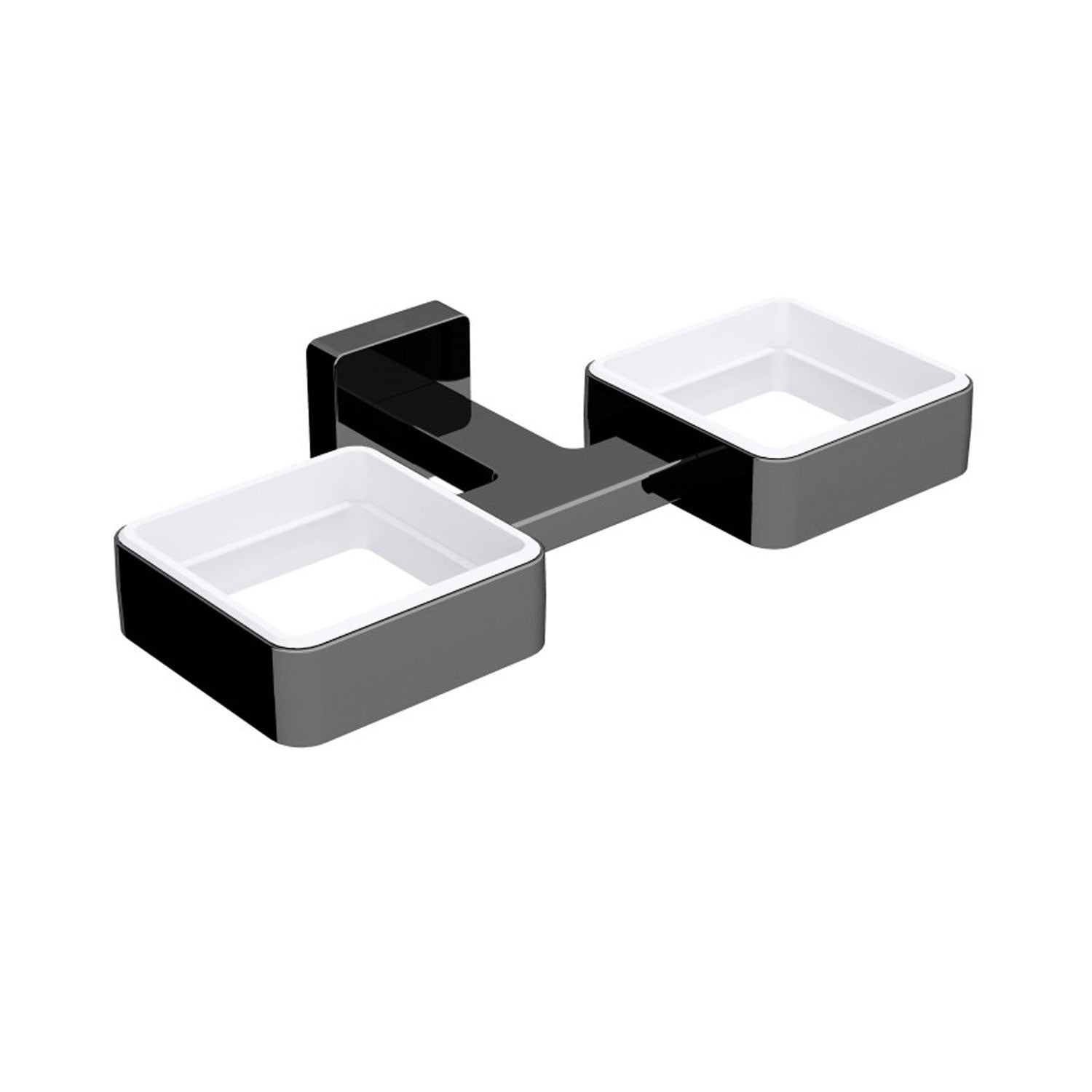Ghiera porta accessori doppis da fissare a parete in ottone collezione Dado di Lineabeta - metallo nero opaco by CeramicStore | Lo specialista del tuo bagno