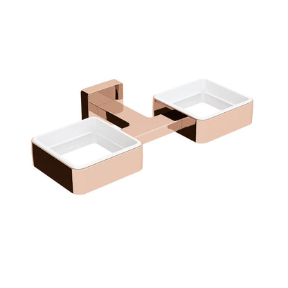 Ghiera porta accessori doppia da fissare a parete in ottone collezione Dado di Lineabeta - metallo oro rosa by CeramicStore | Lo specialista del tuo bagno