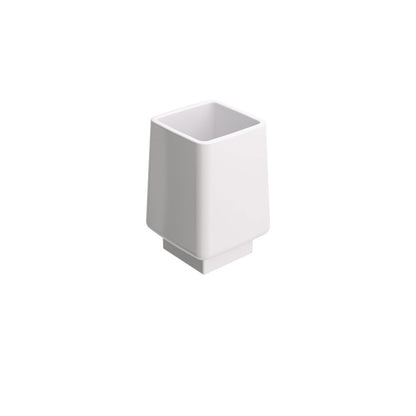 Bicchiere porta spazzolini in ceramica bianca collezione Dado di Lineabeta by CeramicStore | Lo specialista del tuo bagno