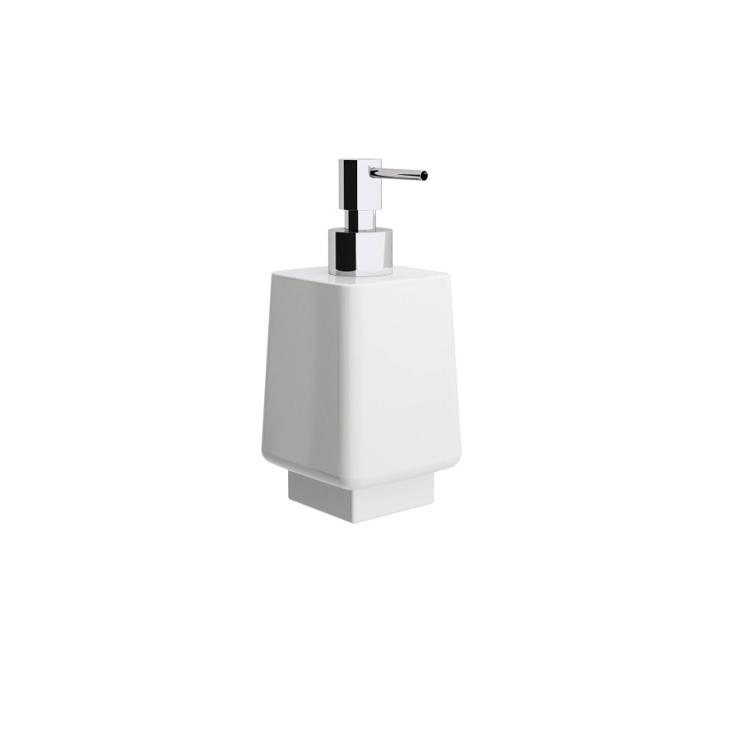 Dispenser sapone in ceramica bianca collezione Dado di Lineabeta 250ml - dosatore cromato by CeramicStore | Lo specialista del tuo bagno